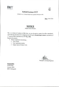 DIIT BBA 1st Semester Retake & Improvement Exam Notice 2026